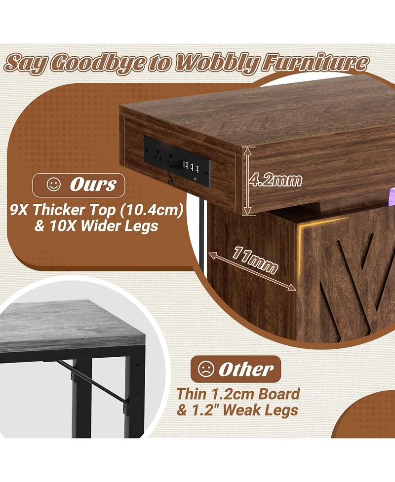 Aheaplus 47" Entry Table with Charging Station, Console Rgb Led Light