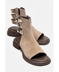 Forever & Always Shoes Women's Carina Leather Side Zip Sandal