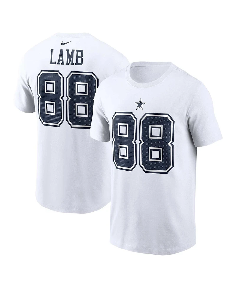 Nike Men's CeeDee Lamb White Dallas Cowboys Player Name Number T-Shirt