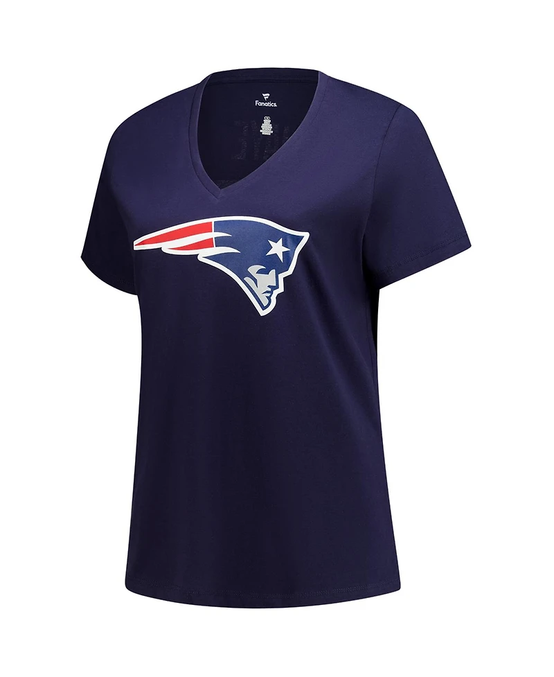 Fanatics Women's Drake Maye Navy New England Patriots Plus Name Number V-Neck T-Shirt