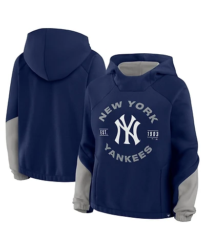 Fanatics Women's Navy New York Yankees Oversized Time to Win Pullover Hoodie