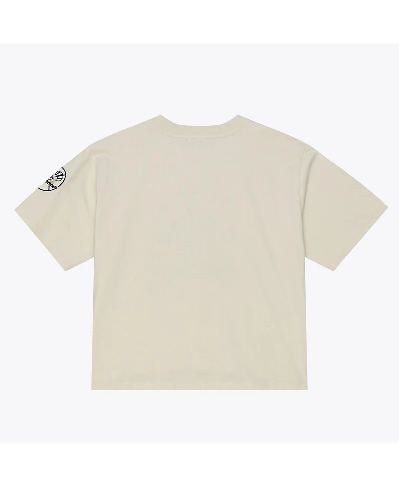 Mitchell Ness Women's Cream New York Yankees Cooperstown Yacht Rock Boxy Cropped T-Shirt