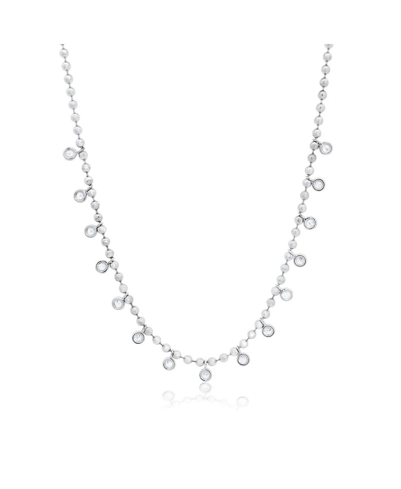 The Lovery Beaded Cz Dangle Necklace Sterling Silver
