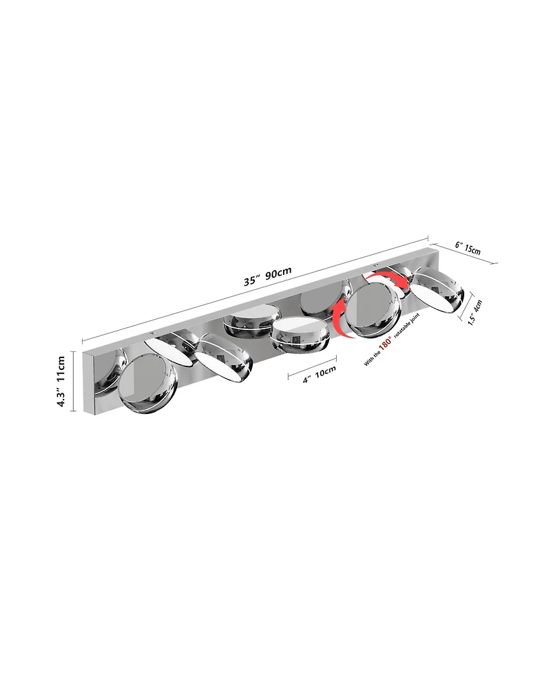 Busdays 5 Light Led Bathroom Vanity Light 35 Inch 18 Watt Modern Wall Light Bar Fixture Over Mirror