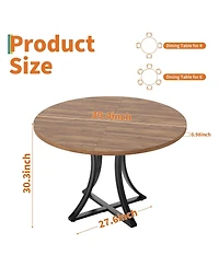 gaomon Industrial Round Dining Table Seats 4-6, Space-Saving Circle Kitchen Table with x-Shaped Stable Pedestal Base, Round Dining Room Table