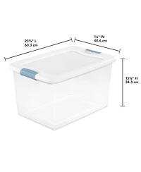 Sterilite 64Qt Latching Box Stackable Storage Container with Lid, White, 16 Pack