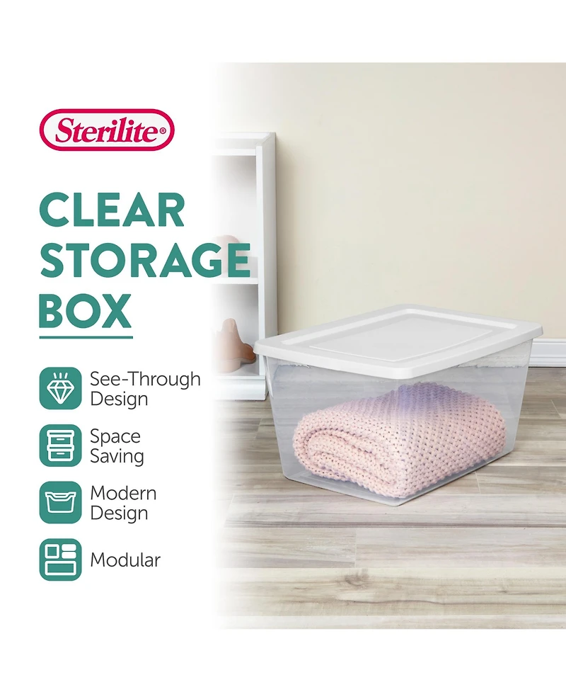 Sterilite 58 Quart Storage Boxes, Plastic Containers with Lid, Set of 6