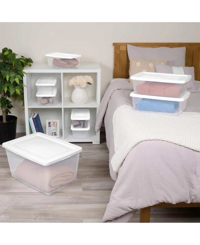 Sterilite 58 Quart Storage Boxes, Clear Plastic Containers with Lid, Set of 12