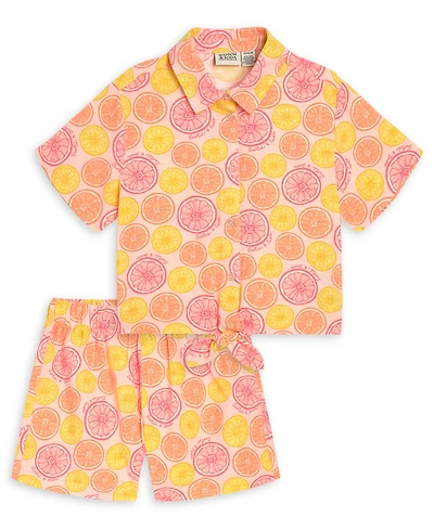 Scotch & Soda Girls' 4-6X Citrus Print Button-Front Top and Shorts, 2-Piece Set