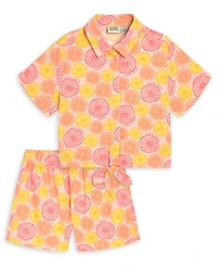 Scotch & Soda Girls' 4-6X Citrus Print Button-Front Top and Shorts, 2-Piece Set
