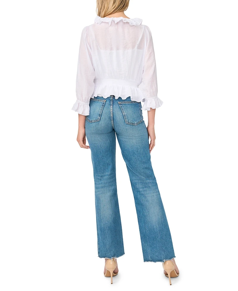 Sam & Jess Women's Tie-Neck Ruffle-Sleeve Top