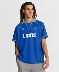 Fanatics Men's Blue/Gray Detroit Lions Homerun Raglan V-Neck Polo Shirt