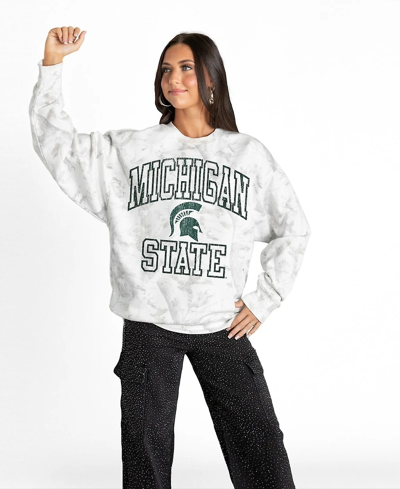 Gameday Couture Women's Ash Michigan State Spartans Whiteout Premium Fleece Camo Sweatshirt
