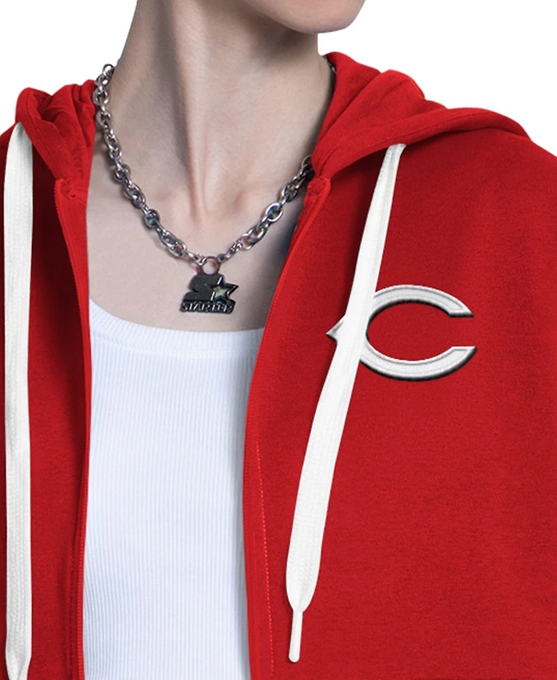 Starter Women's Red/Heather Gray Cincinnati Reds Wishbone Full-Zip Hoodie