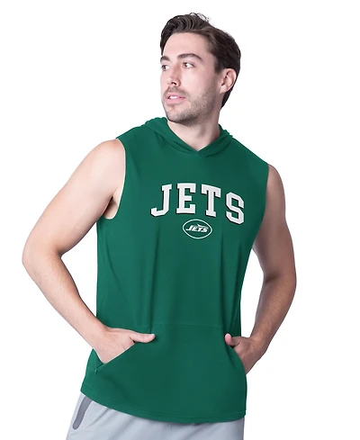 Msx by Michael Strahan Men's Green New York Jets Action Sleeveless Pullover Hoodie