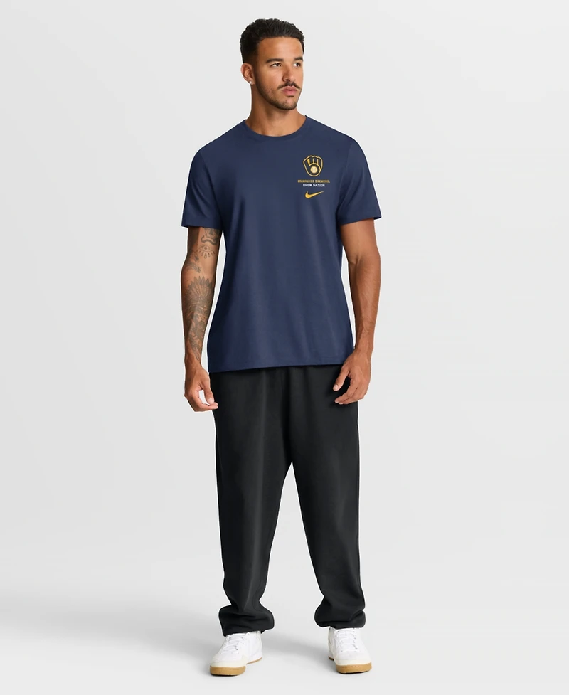 Nike Men's Navy Milwaukee Brewers Primetime 2-Hit T-Shirt