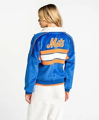 The Wild Collective Women's Royal New York Mets Velvet Cord Full-Zip Jacket