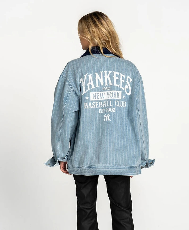The Wild Collective Women's Denim New York Yankees Full-Zip Mechanic Jacket
