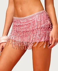 Edikted Women's Disco Barbie Sequin Fringe Mini Skort