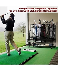 Xo Golf Bag Storage Rack with Drawer and Wheels, Heavy Duty Golf Organizer for Clubs, Balls, Shoes, Garage Storage Stand