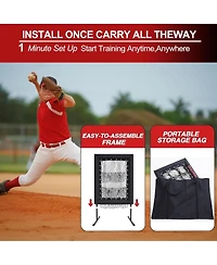Xo 9-Hole Baseball Pitching Net, Adjustable Strike Zone Trainer with Stakes and Sandbags for Indoor Outdoor Practice