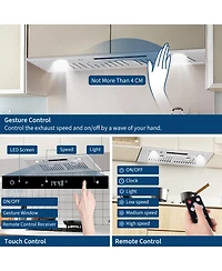 Xo Powerful 450 Cfm Built-In Range Hood Insert - 3-Speed Touch and Gesture Control - Remote