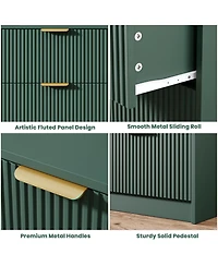homfan Modern 7-Drawer Fluted Dresser, 54" Wide Chest with Metal Handles, Storage for Bedroom Living Room