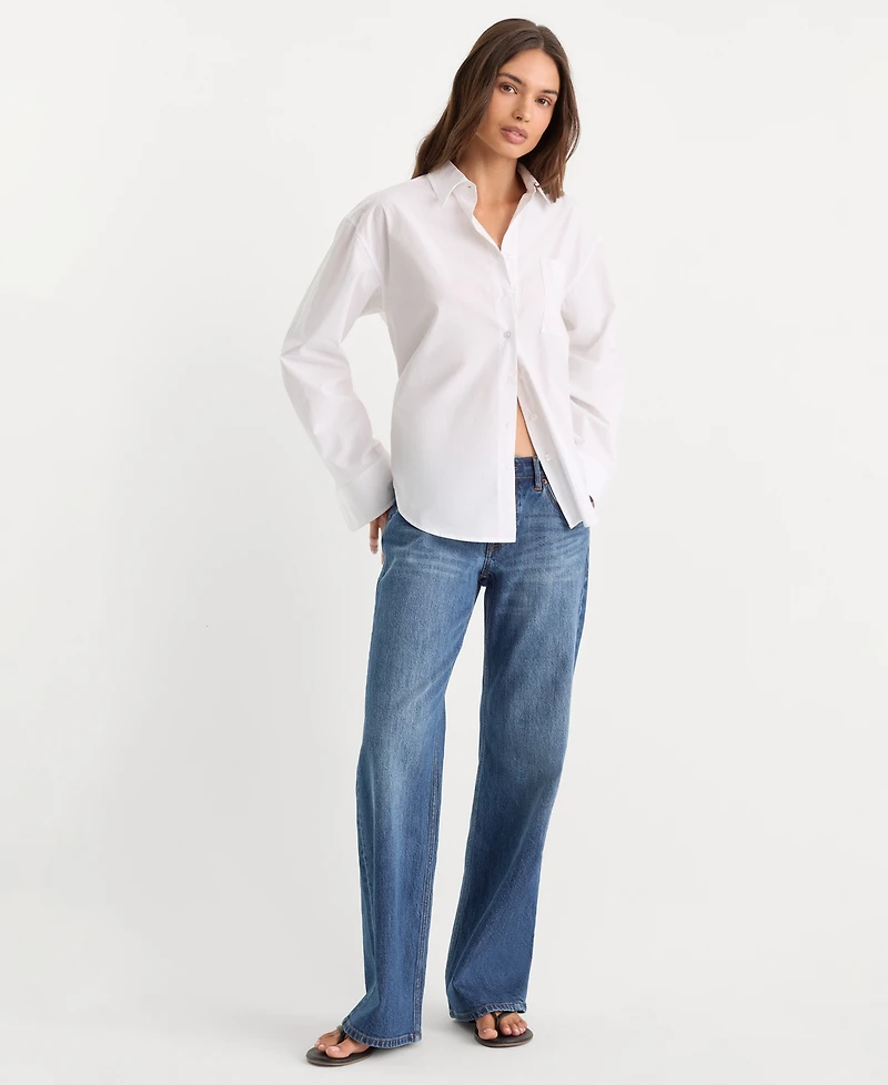 Good American Women's Poplin Oversized Classic Shirt