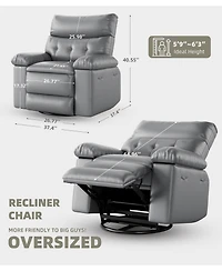 gaomon 360 Swivel Manual Recliner Chair, Pu Leather Single Sofa Seat with Side Pocket, 135 Degree Recline, for Living Room Bedroom