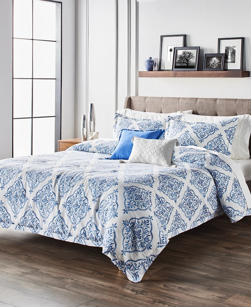 Anne Klein Louisa Rayon Blend 5-Piece Comforter Set, King/California King