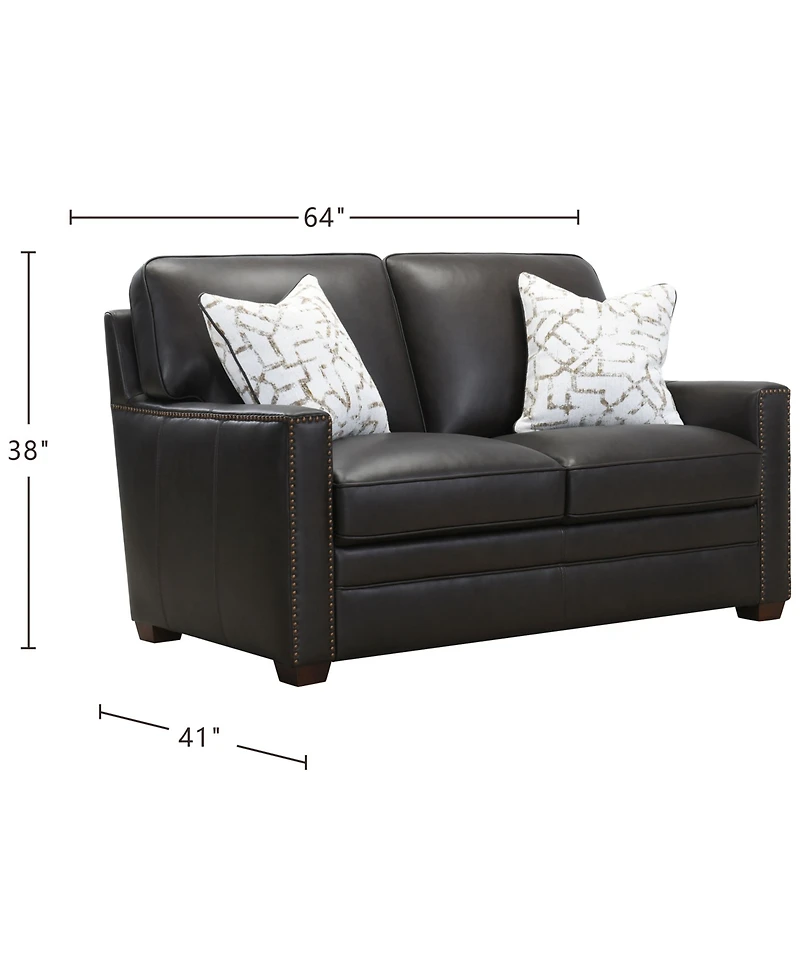 Gaspare 64" Leather Loveseat, Macy's Exclusive