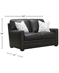 Gaspare 64" Leather Loveseat, Macy's Exclusive