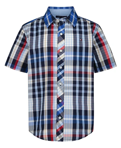 Tommy Hilfiger Boys' 8-20 Plaid Short-Sleeve Button-Front Shirt