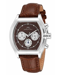 Porsamo Bleu Roman Chronograph Genuine Leather Silver Tone and Men's Watch 1293AROL