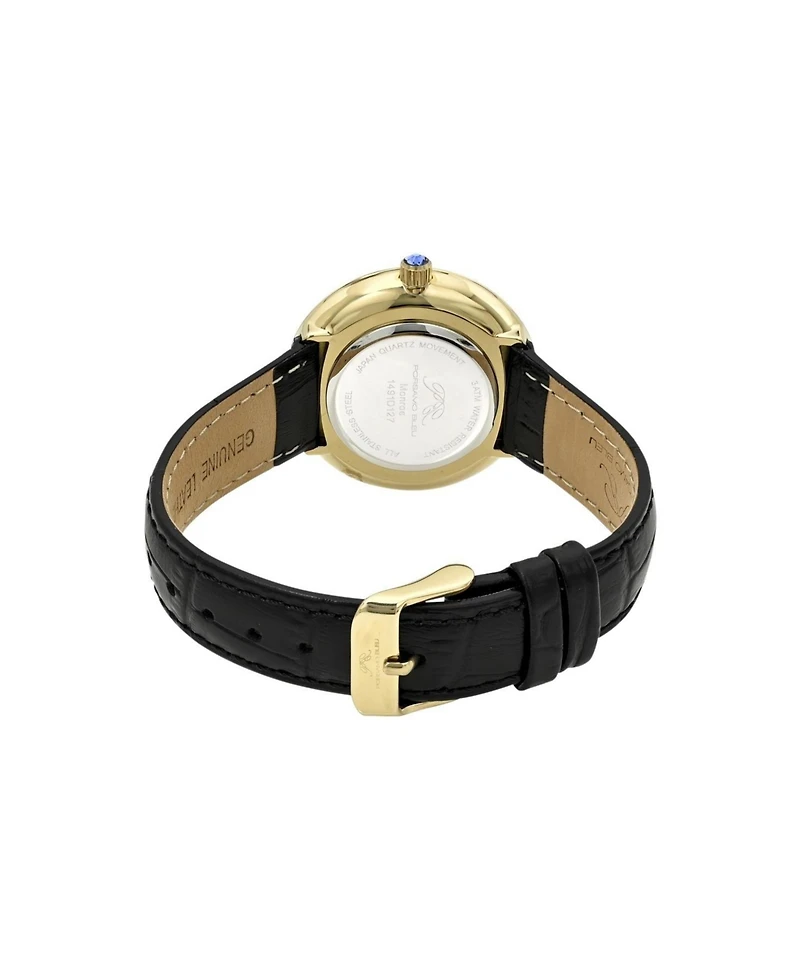 Porsamo Bleu Women's Monroe Genuine Leather Gold Tone and Black Watch 1491DMOL
