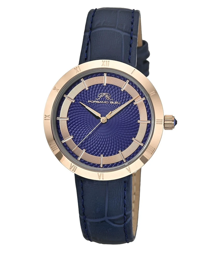Porsamo Bleu Women's Monroe Genuine Leather Rose Tone and Watch 1491EMOL