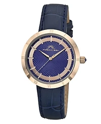Porsamo Bleu Women's Monroe Genuine Leather Rose Tone and Watch 1491EMOL