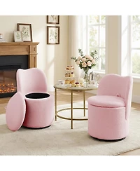 GarveeLife Swivel Barrel Vanity Chair with Hidden Storage - Upholstered Cuddly Sherpa Stool - Padded Seat and Backrest