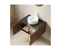 Casainc 30" Wall-Mounted Bathroom Vanity with Ceramic Sink and Sintered Stone Countertop, Double-Door Storage Cabinet