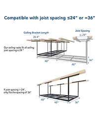 Fleximounts 2 Pack Overhead Garage Storage Adjustable Ceiling Rack