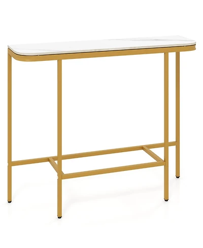 Slickblue Entryway Console Table with Faux Marble Top and Metal Frame