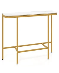 Slickblue Entryway Console Table with Faux Marble Top and Metal Frame