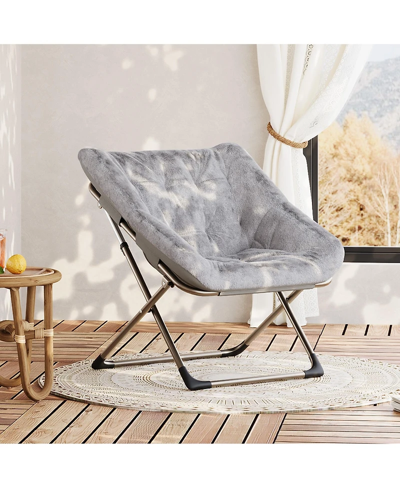 gaomon Comfy Faux Fur Reading Lounge Sofa Chair, Folding Saucer Chair for Adults