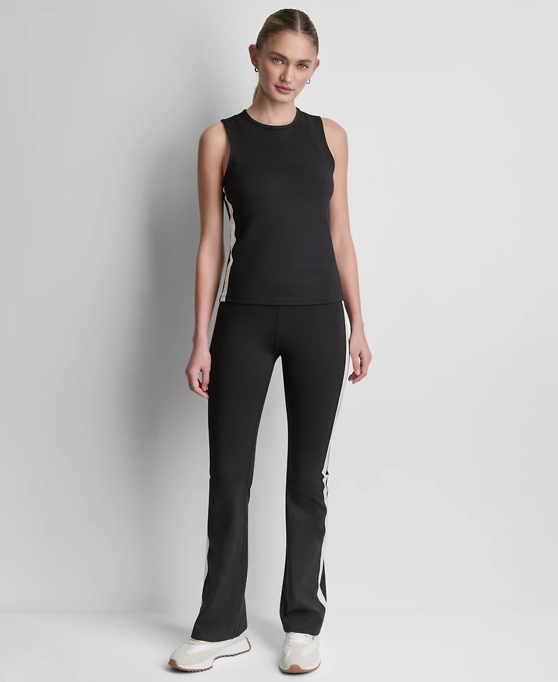 Dkny Sport Women's Side-Stripe High-Rise Flared Leggings