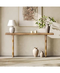 Tribesigns 63-Inch Solid Wood Console Sofa Table, Farmhouse Long Entryway Table Behind Couch