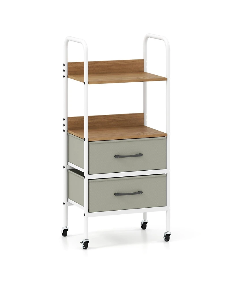 Slickblue 2-Tier Storage Cart with Fabric Drawers on Wheels