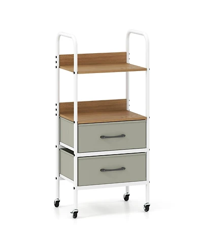 Slickblue 2-Tier Storage Cart with Fabric Drawers on Wheels