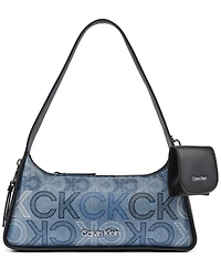 Calvin Klein Kyren Denim Signature Medium Shoulder Handbag