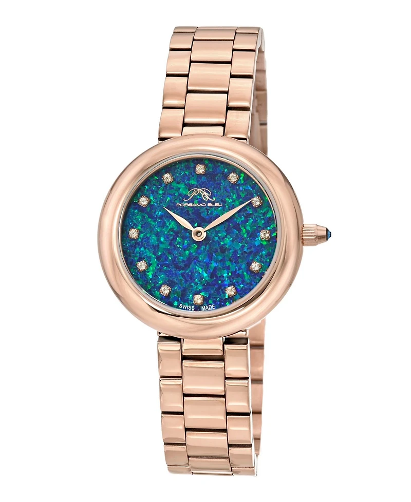 Porsamo Bleu Women's Opal Topaz Rose Tone Stainless Steel Bracelet Watch 32 mm