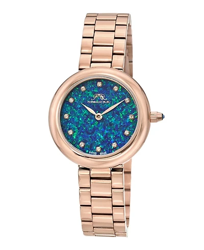 Porsamo Bleu Women's Opal Topaz Rose Tone Stainless Steel Bracelet Watch 32 mm